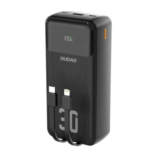 Φορτιστής Ανάγκης Dudao K15MAX PD 22.5W 30000mAh με Καλώδια USB C & Lightning Μαύρο