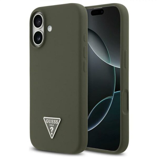 Θήκη Σιλικόνης Guess MagSafe Apple iPhone 17 Triangle Logo Χακί