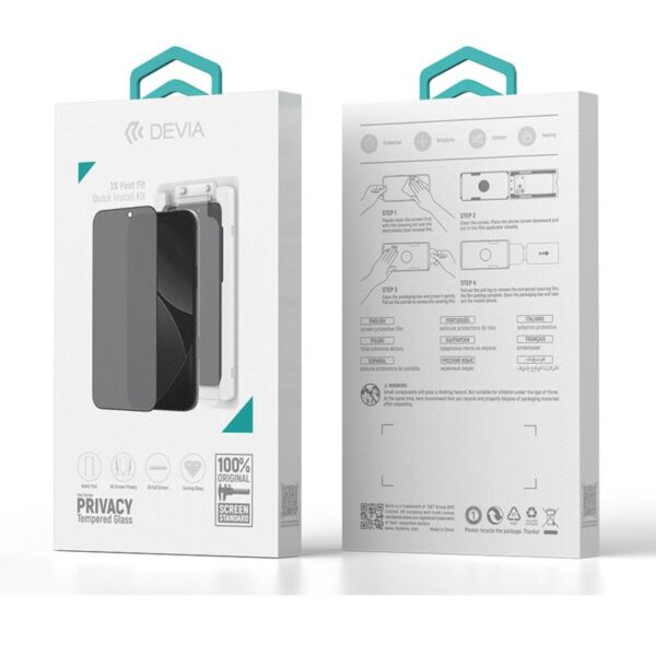 Tempered Glass Full Face Privacy Devia Apple iPhone 17 Air με Βοηθητικό Εργαλείο Van Μαύρο (1 τεμ.)