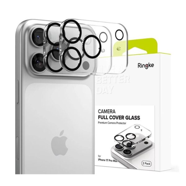 Tempered Glass Full Face Ringke για Τζαμάκι Κάμερας Apple iPhone 16 Pro/ 16 Pro Max/ 17 Pro/ 17 Pro Max Μαύρο (2 τεμ)