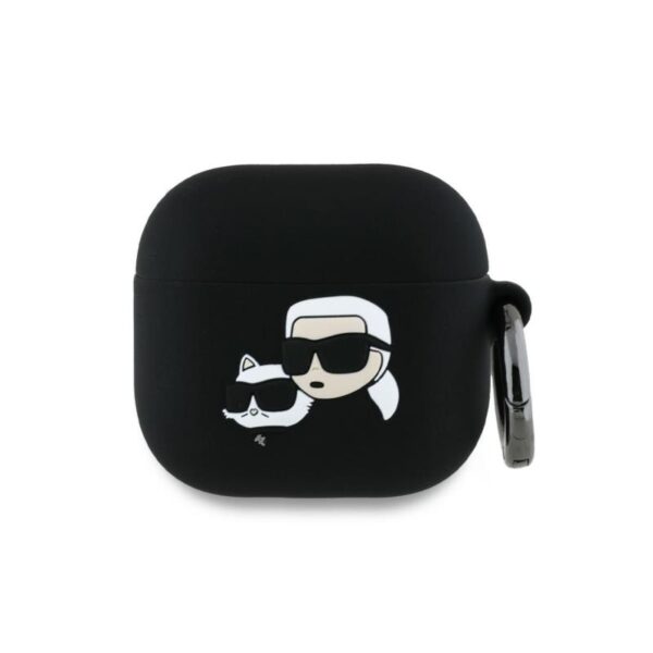 Θήκη Σιλικόνης Karl Lagerfeld Apple AirPods 4 (2024) Karl & Choupette Heads 3D Μαύρο
