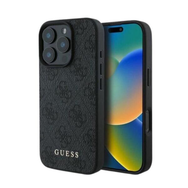 Θήκη PU Guess Apple iPhone 16 Pro Max Hardcase Classic Logo 4G Μαύρο