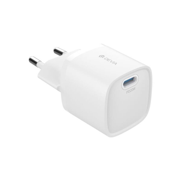 Φορτιστής Ταξιδίου Ταχείας Φόρτισης Devia RLC-543 Mini με Απλή Έξοδο USB C PD 20W GaN Extreme Λευκό