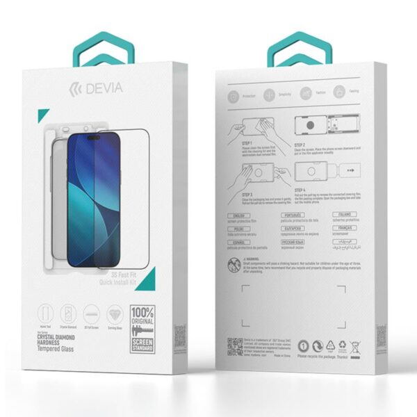 Tempered Glass Crystal Diamond Hardness Devia Apple iPhone 17 με Βοηθητικό Εργαλείο Van Μαύρο (1 τεμ.)